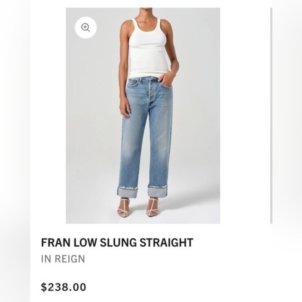 Agolde Fran Low Slung Women's Boyfriend Jeans in Reign (Medium Wash) SZ 16